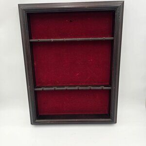 Shadow Box Display Frame Wood Red Velvet Insert Black Finish Mid-Century, Spoons